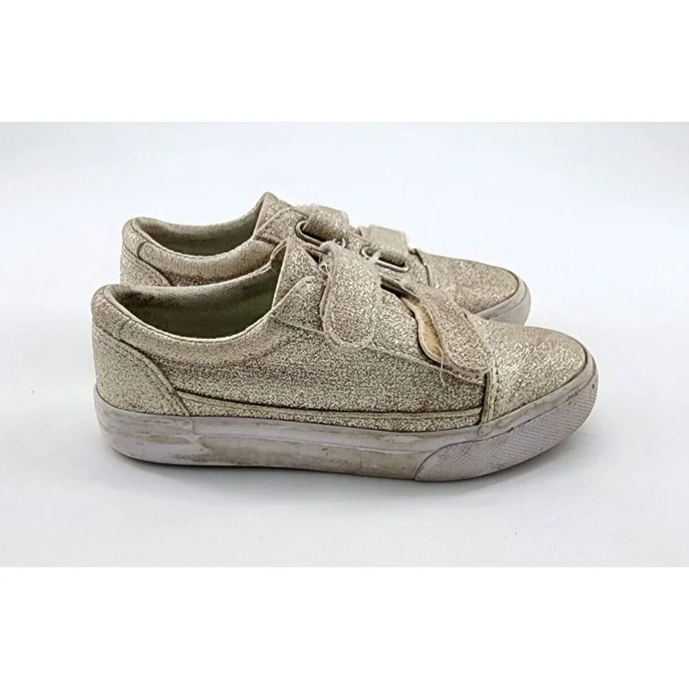 Tommy Bahama Girls Sneaker Shoes Hook & Loop‎ Straps Gold Glitter Youth Size 10